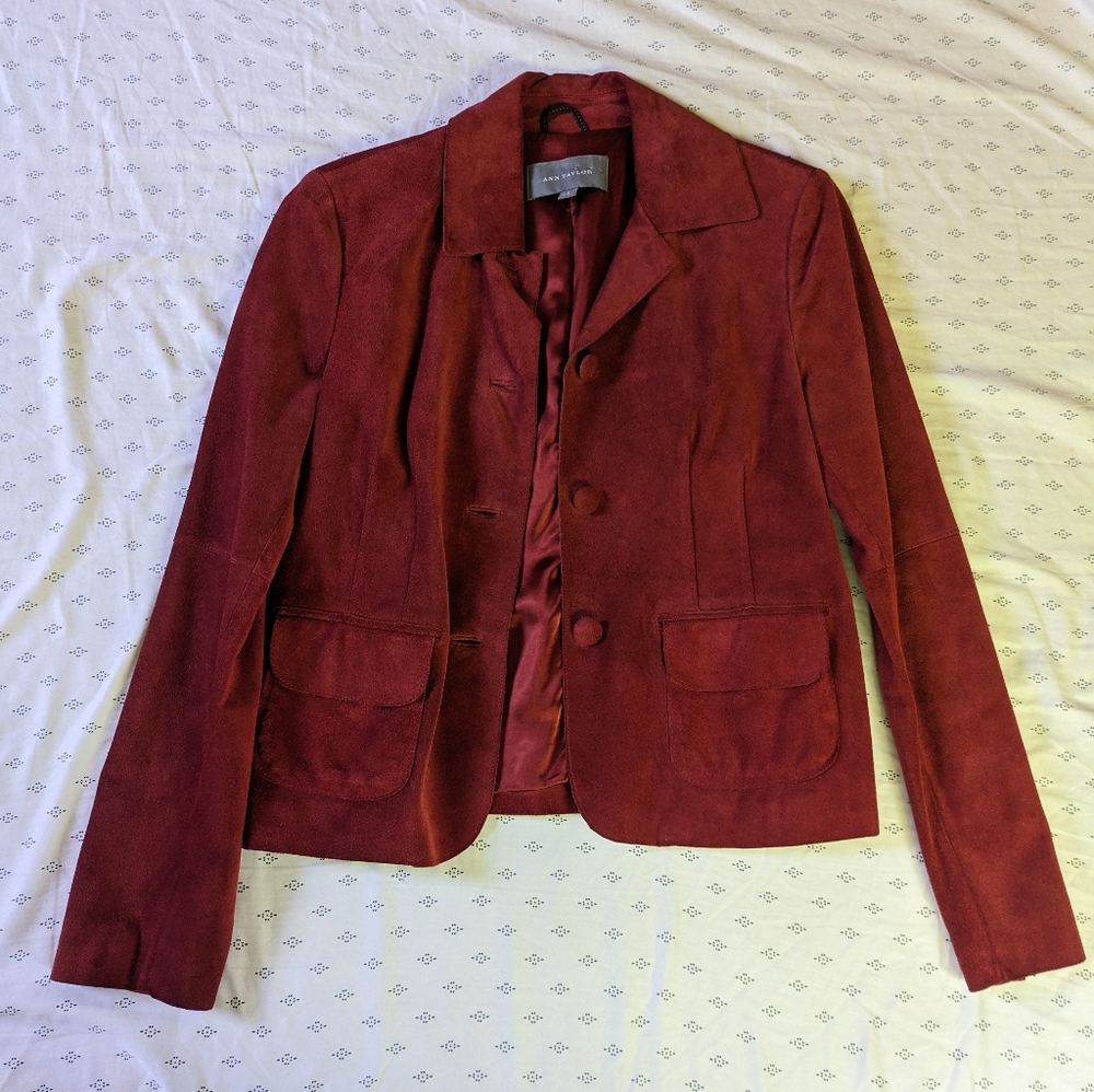 Red suede leather jacket